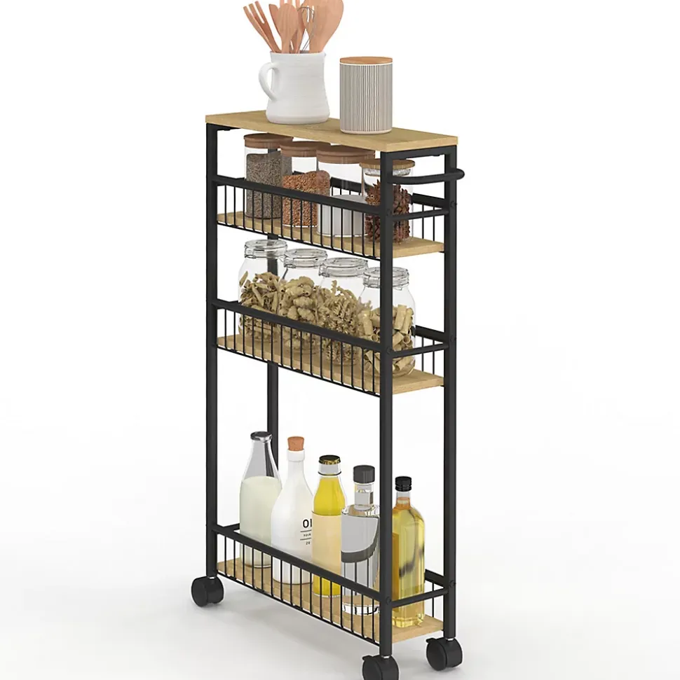 Desserte de cuisine gains de place DETROIT 4 niveaux sur roulettes design industriel