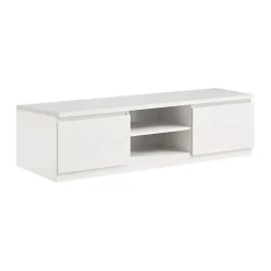 DEYTON - Meuble TV 2 Portes Laqué Blanc Brillant