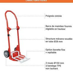 Diable - Bavette fixe - 1 barre de maintien - 180kg - 810010387