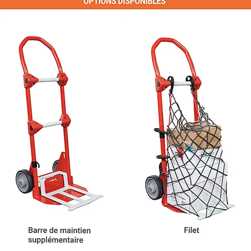 Diable - Bavette fixe + repliable - 2 barres de maintien - 180kg - 810010388/BM