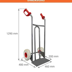 Diable acier charge 250kg - Roues increvables non tachantes silenc. - DVPO-RINC