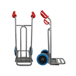 Diable acier charge 250kg - Roues caout. élast. noir silencieux - DVPO-RSN-BR