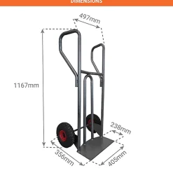 Diable acier charge 400kg - Roues increvables non tachantes silenc. - DVPF400-RINC