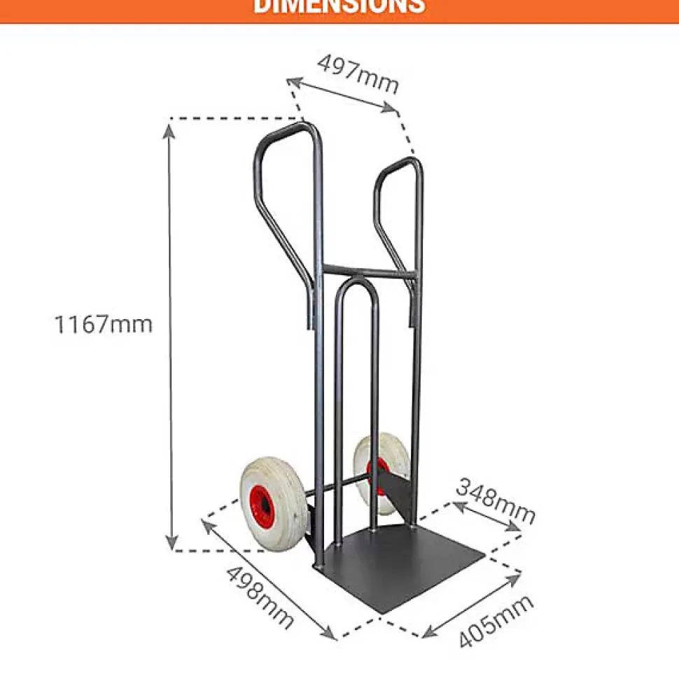 Diable acier charge 250kg - Roues increvables non tachantes silenc. - DVPF1-RINC