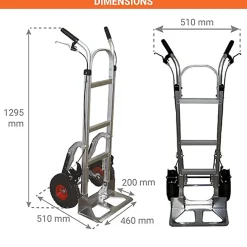 Diable alu avec frein - Roues gonflables - ST250/FM