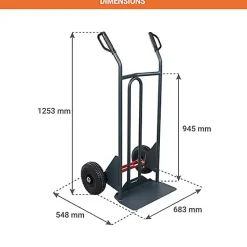 Diable basculement assisté - Roues pneumatiques - Charge max 350kg - 810300121
