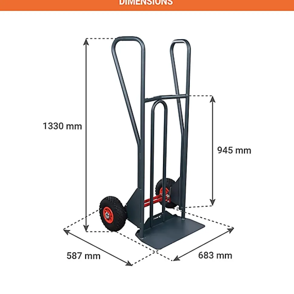 Diable basculement assisté - Roues increvables - Charge max 150kg - 810310122