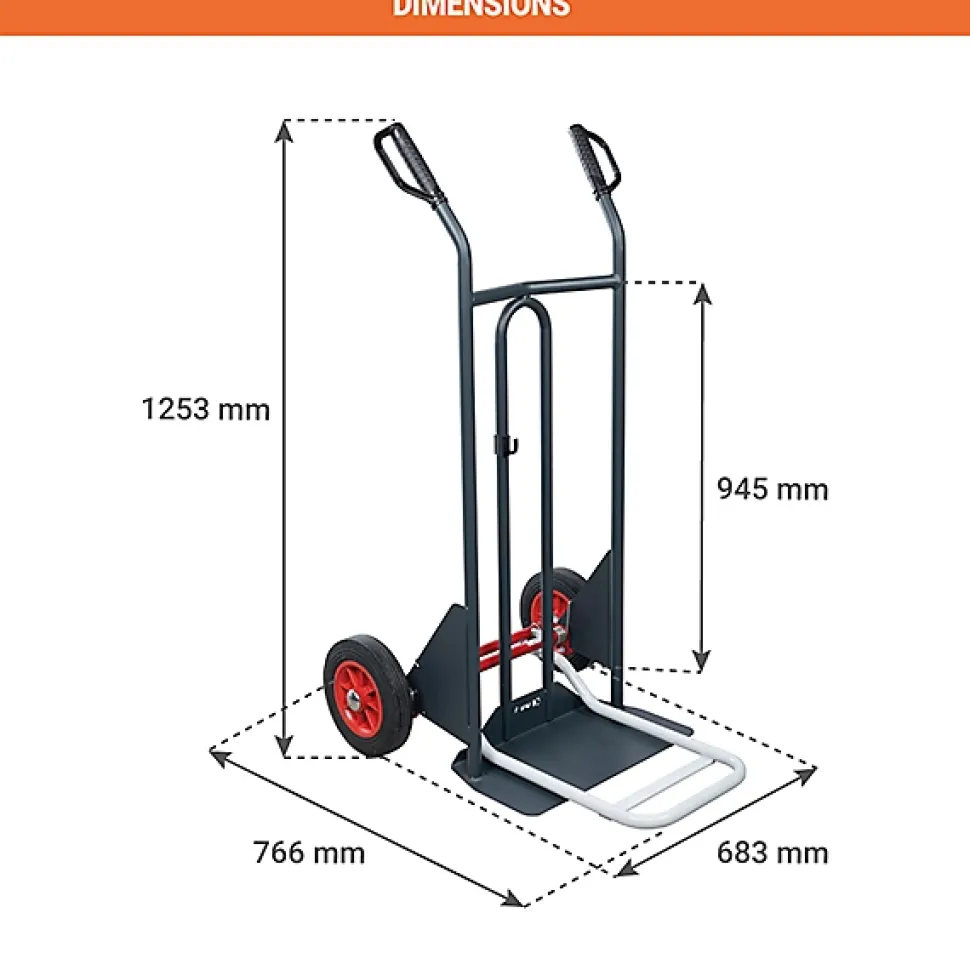 Diable basculement assisté - Roues increvables - Charge max 150kg - 810302122