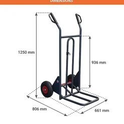 Diable basculement assisté - Roues caoutchouc - Charge max 350kg - 810301120