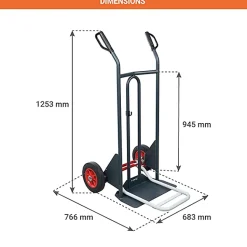Diable basculement assisté - Roues pneumatiques - Charge max 350kg - 810302121
