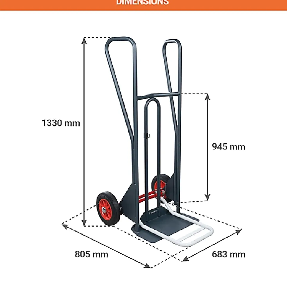 Diable basculement assisté - Roues caoutchouc - Charge max 350kg - 810312120