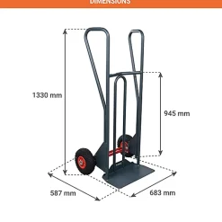 Diable basculement assisté - Roues pneumatiques - Charge max 350kg - 810310121