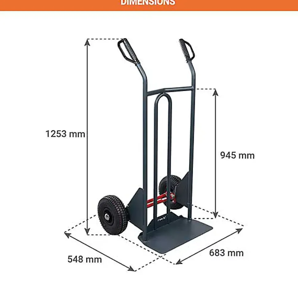 Diable basculement assisté - Roues increvables - Charge max 350kg - 810300122
