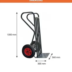 Diable charge lourde à roues caoutchouc - Pelle 560x300mm - Charge max 400kg - 810009634