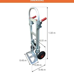 Diable chariot aluminium - Charge 250kg / 350kg - Roues increvables - STC2-RINC