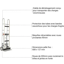 Diable de déménagement - Charge maximum 500kg - 11549