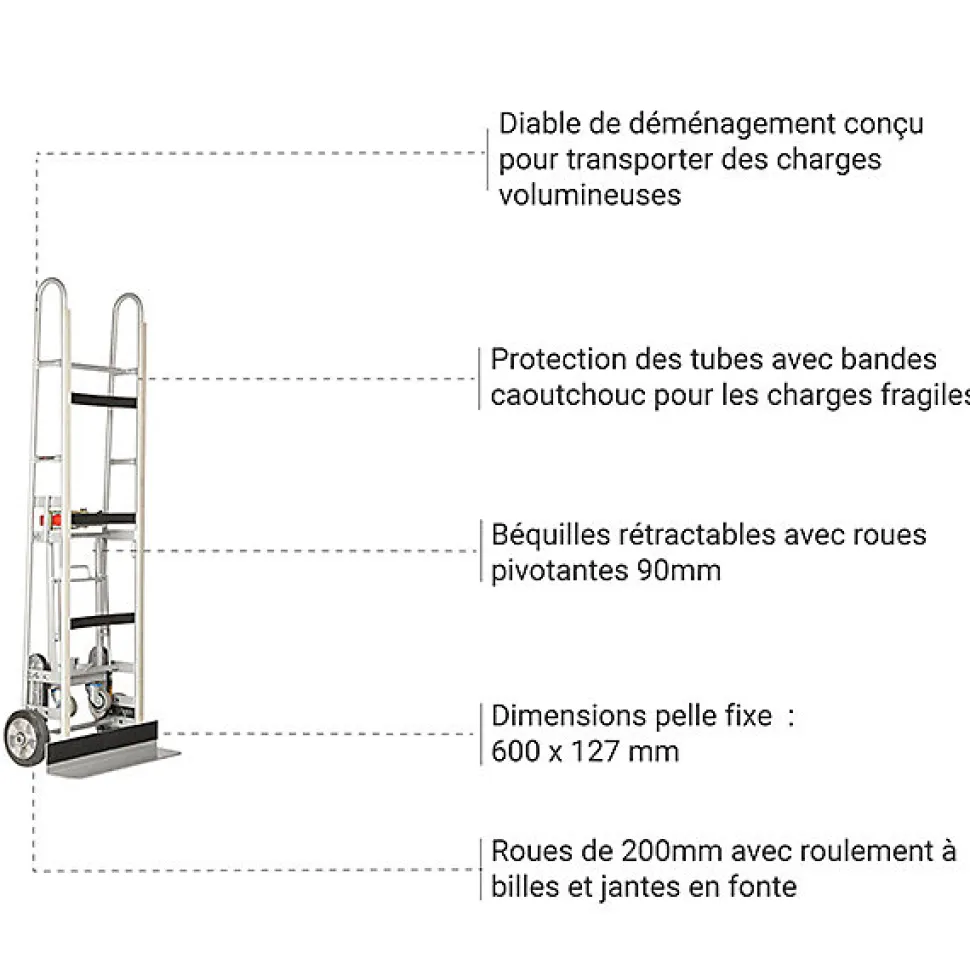 Diable de déménagement - Charge maximum 500kg - 11549