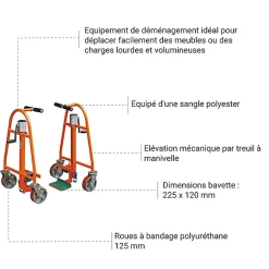 Diable de déménagement - Charge maximum 600kg - FM60