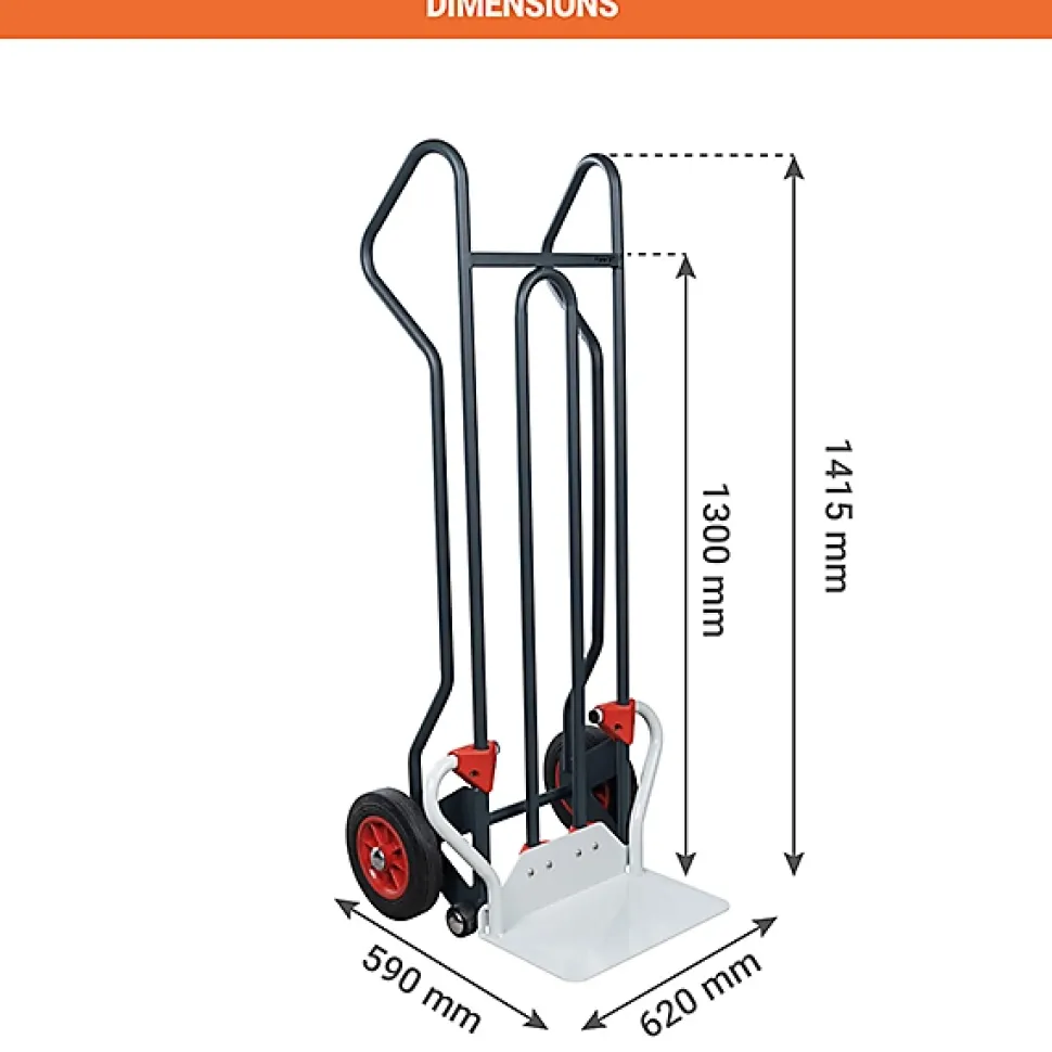 Diable dépalettiseur - Roues pneumatiques pour terrains accidentés - Charge max 250kg - 810401001