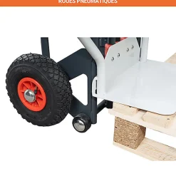Diable dépalettiseur - Roues pneumatiques pour terrains accidentés - Charge max 250kg - 810401001