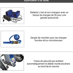 Diable électrique escalier pliable - Pelle 400x240mm - Charge 200kg - DMEG200