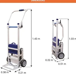 Diable électrique escalier pliable - Pelle 510x220mm - Charge 105kg - DCE105