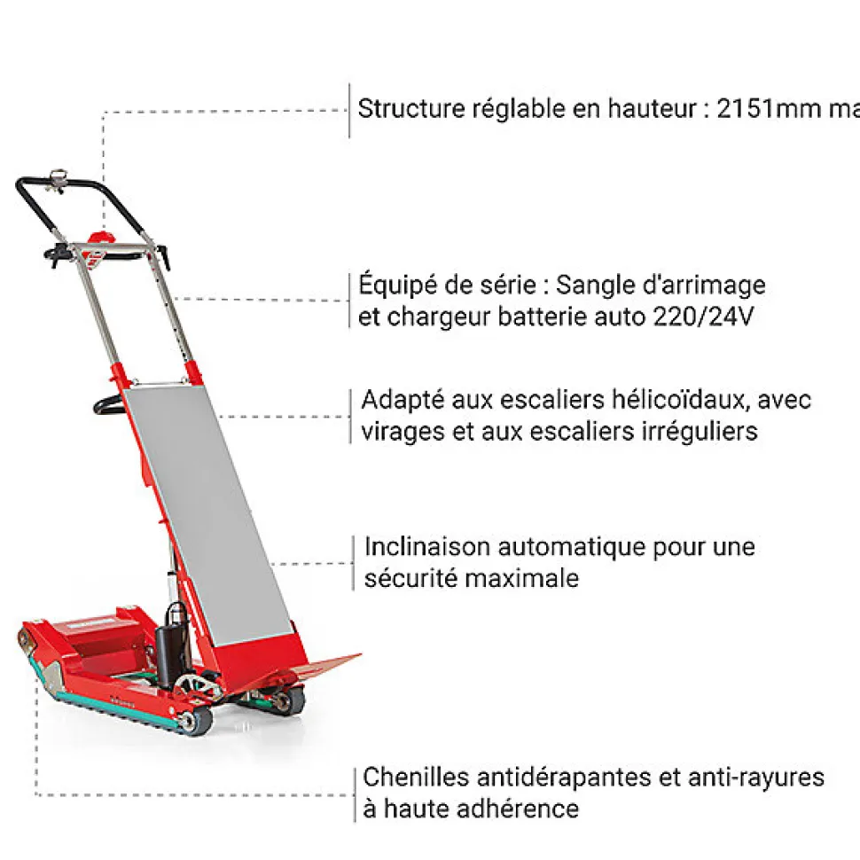 Diable électrique pour escaliers - Charge haute - Charge max 300kg - SKI300
