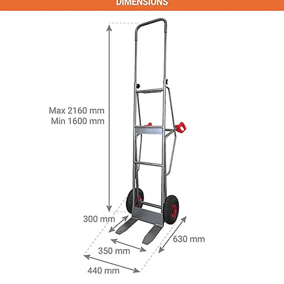 Diable maraîcher à fourches 250kg - Roues pneumatiques - DMPO250-RG