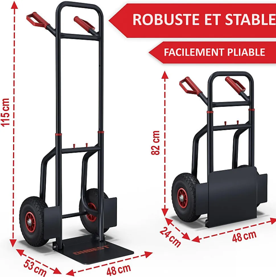 Diable pliable Chariot de transport charge max.200kg Hauteur réglable