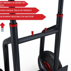 Diable pliable Chariot de transport charge max.200kg Hauteur réglable