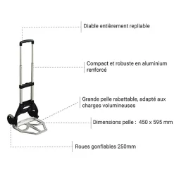 Diable pliant aluminium - Capacité 250kg - 815007043