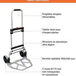 Diable pliant ultra compact - Charge max 100kg - 815007146