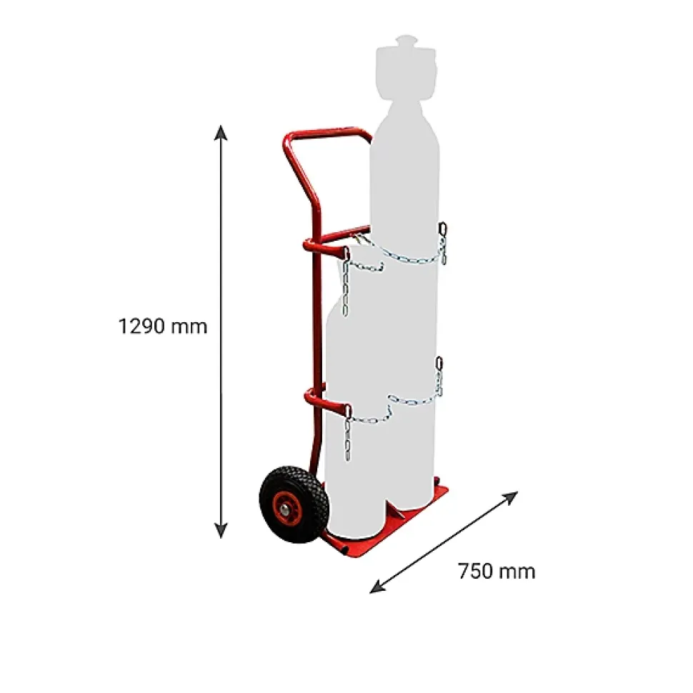 Diable porte bouteille pour poste à souder - 2 bouteilles - Roues pneumatiques - 810000152