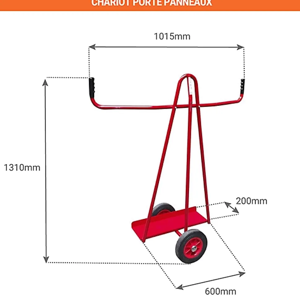 Diable porte panneaux 300kg - Roues pneumatiques - 800009756