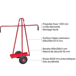 Diable porte panneaux 300kg - Roues pneumatiques - 800009756