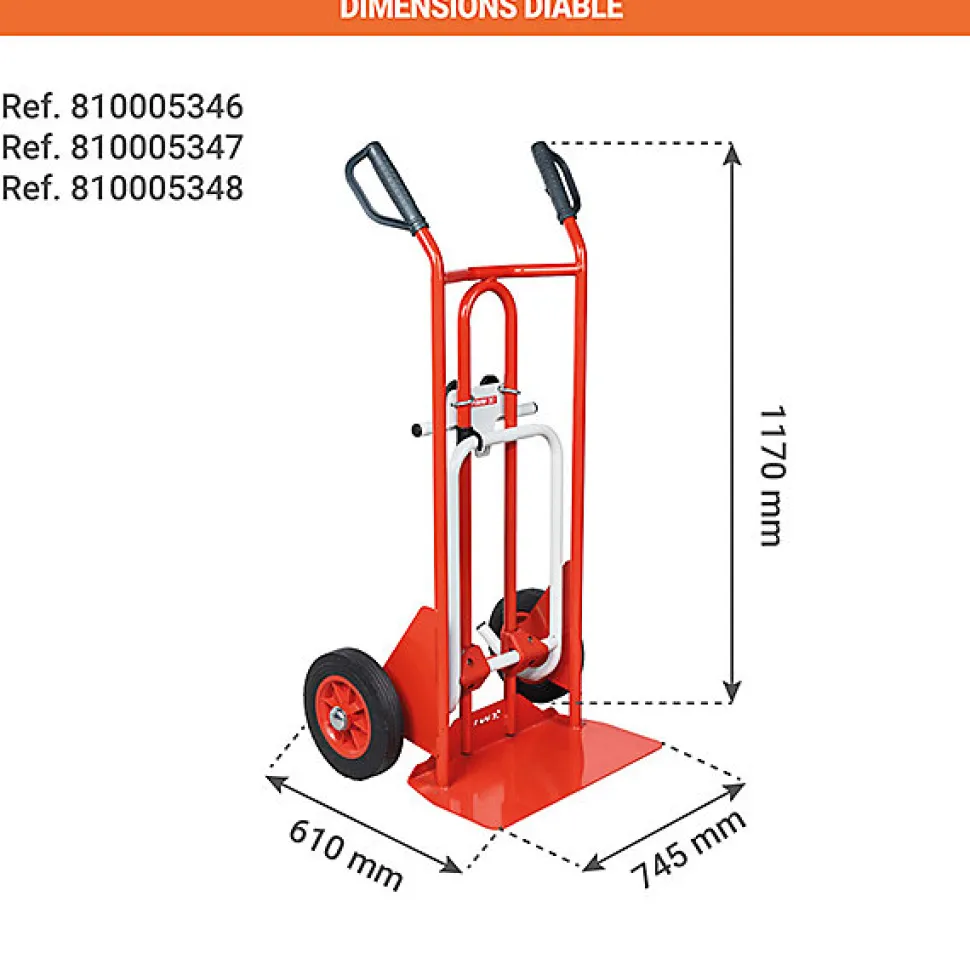 Diable porte-bacs - Roues increvables - Charge max 250kg - 810005348
