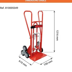 Diable porte-bacs - Roues pneumatiques - Charge max 250kg - 810005347