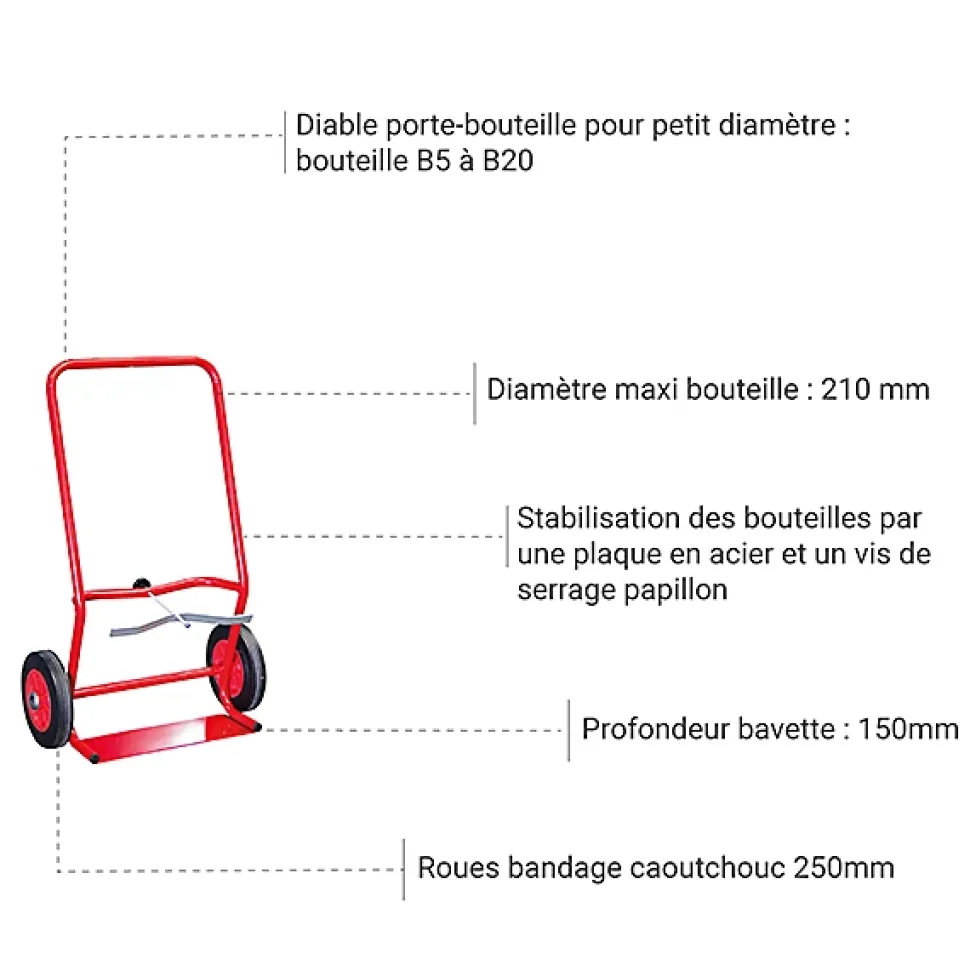 Diable porte-bouteille - 2 petites bouteilles B5 / B20 - 810004370