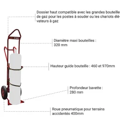 Diable porte-bouteille élingable - 1 grande bouteille B20 / B40 / B50 / B84 - Charge max 250kg - 810008294
