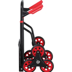Diable pour escalier 6 roues diable repliable extensible 150 Kg - chariot pliable acier noir rouge