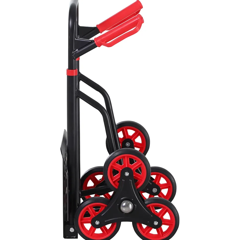Diable pour escalier 6 roues diable repliable extensible 150 Kg - chariot pliable acier noir rouge