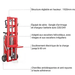 Diable pour escalier électrique - Pelle 579x348mm - Charge 200kg - BUD200