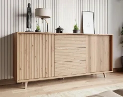 Diego - buffet - effet bois - 3 tiroirs et 2 portes - 180 cm - Best Mobilier