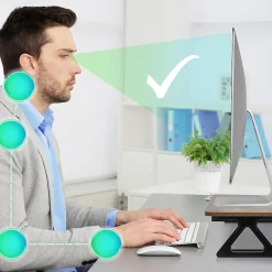 DM06-1 AO Rehausseur d'écran 62 x 30 cm Support pour moniteur Rehausse de 13,5 cm Espace ergonomique Rangement Duronic