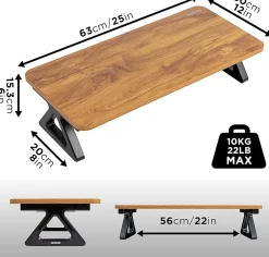 DM06-1 AW Rehausseur d'écran 62 x 30 cm Support pour moniteur Rehausse de 13,5 cm Espace ergonomique Rangement Duronic