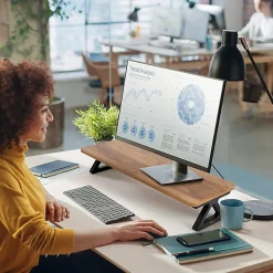 DM06-2 AW Rehausseur d'écran 82 x 30 cm Support pour moniteur Rehausse de 13,5 cm Espace ergonomique Rangement Duronic