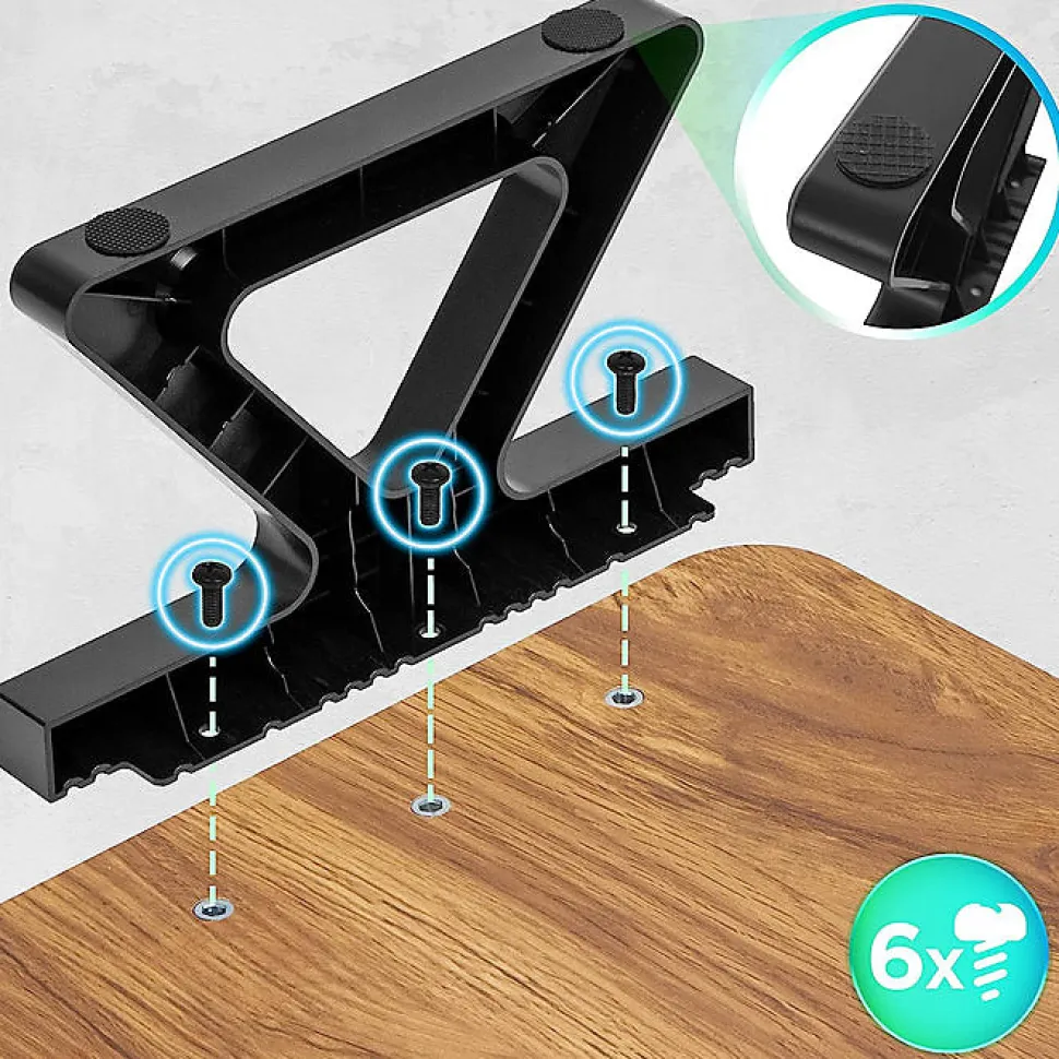 DM06-2 AW Rehausseur d'écran 82 x 30 cm Support pour moniteur Rehausse de 13,5 cm Espace ergonomique Rangement Duronic