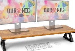 DM06-2 AW Rehausseur d'écran 82 x 30 cm Support pour moniteur Rehausse de 13,5 cm Espace ergonomique Rangement Duronic