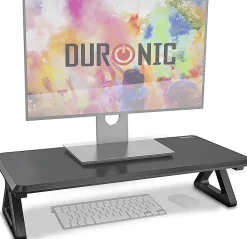 DM06-1 BK Rehausseur d'écran 62 x 30 cm Support pour moniteur Rehausse de 13,5 cm Espace ergonomique Rangement Duronic