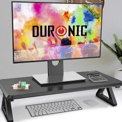 DM06-1 BK Rehausseur d'écran 62 x 30 cm Support pour moniteur Rehausse de 13,5 cm Espace ergonomique Rangement Duronic